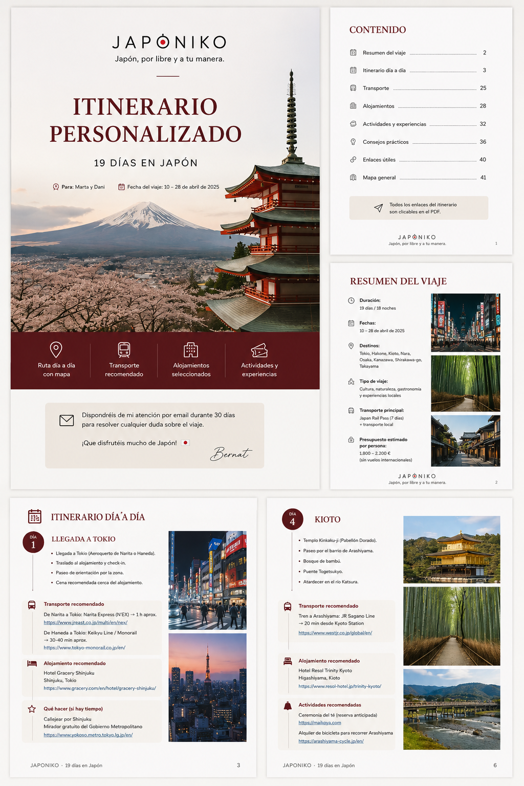 Ejemplo de itinerario personalizado de Japón