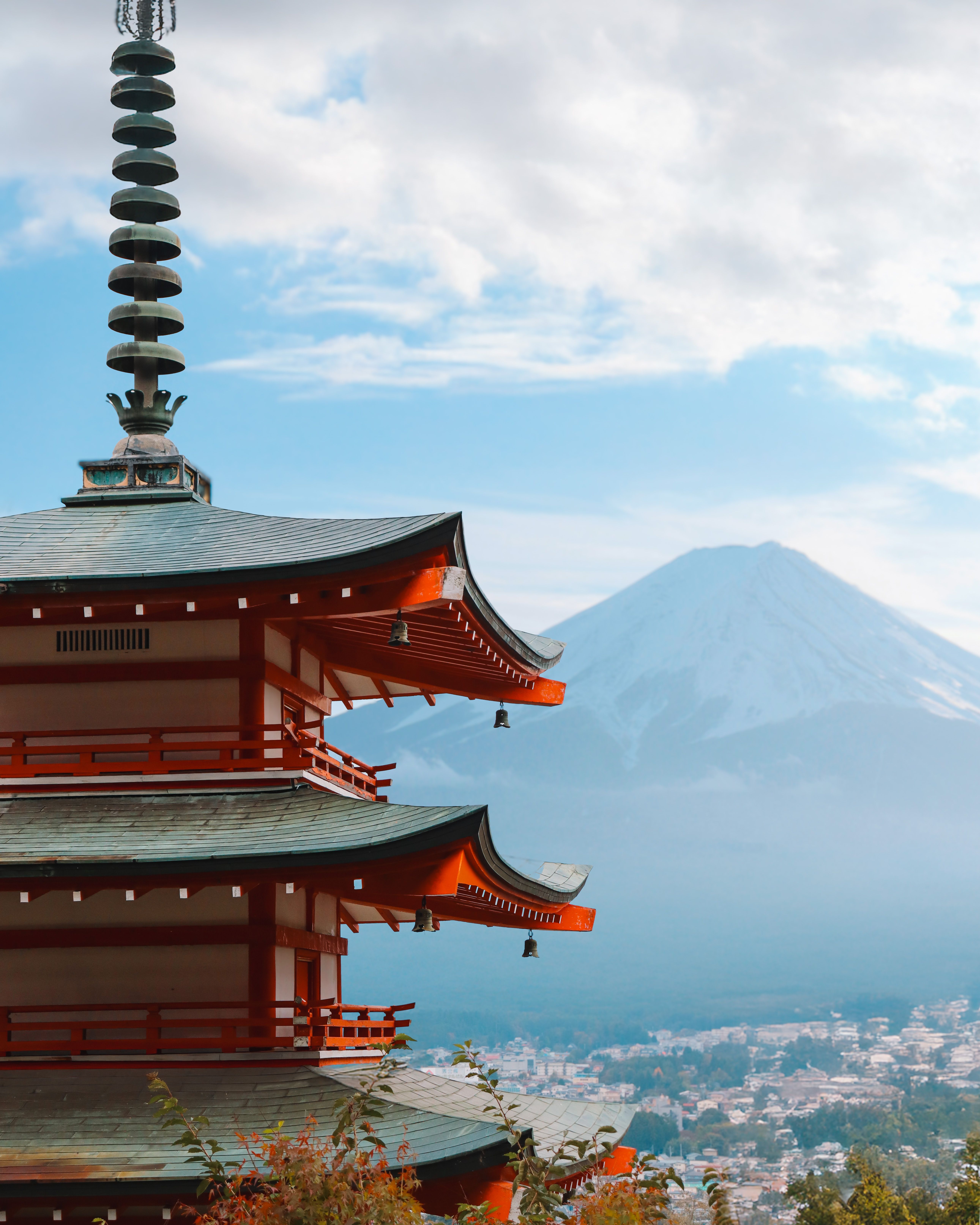 Pagoda japonesa y monte Fuji