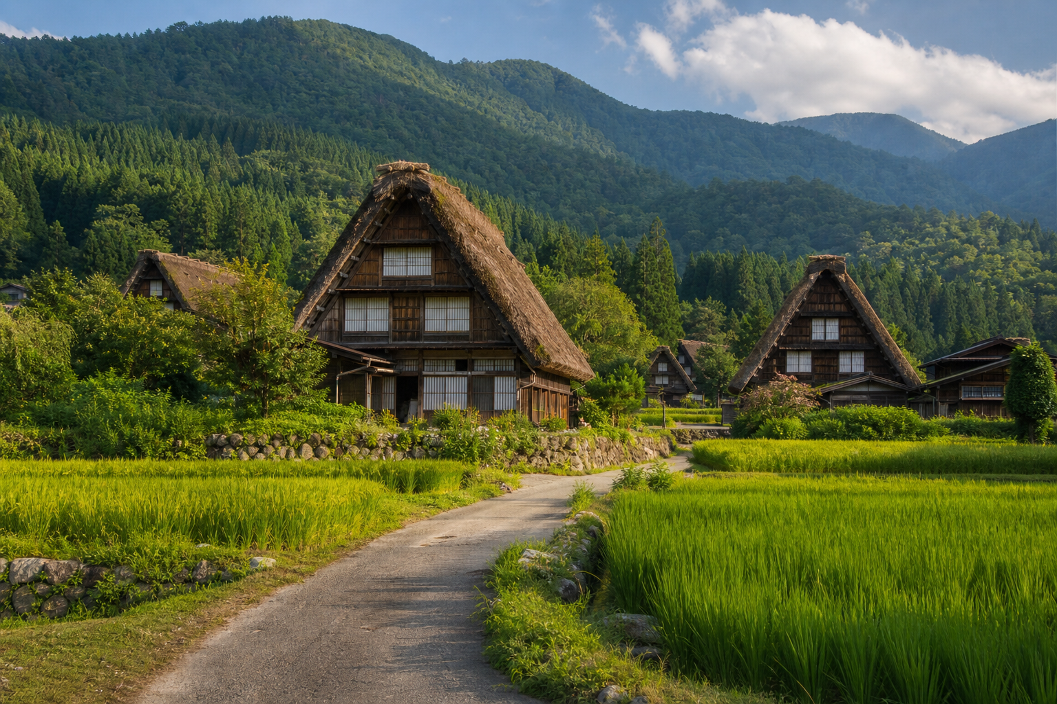 Pueblo tradicional de los Alpes Japoneses