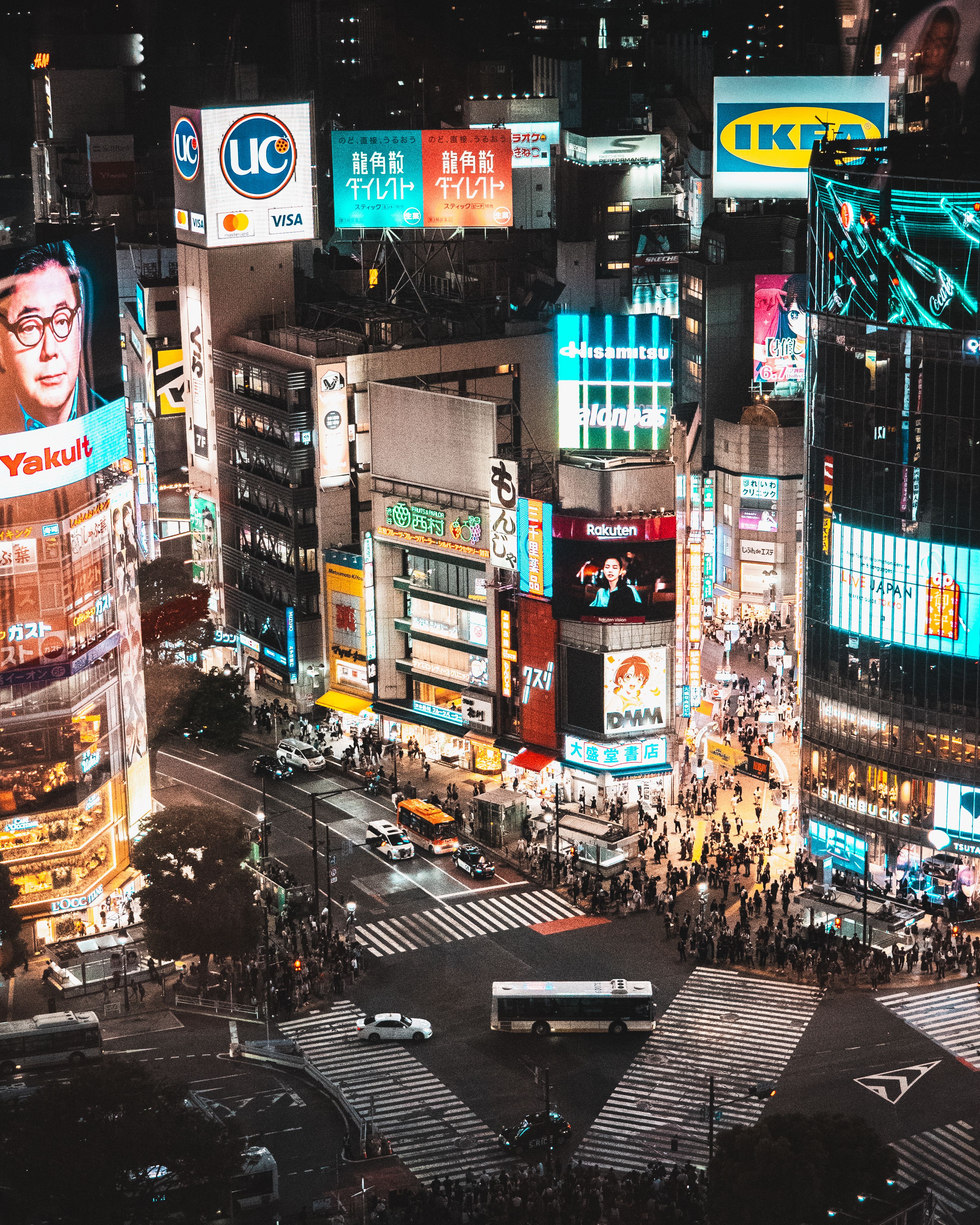 Cruce de Shibuya de noche